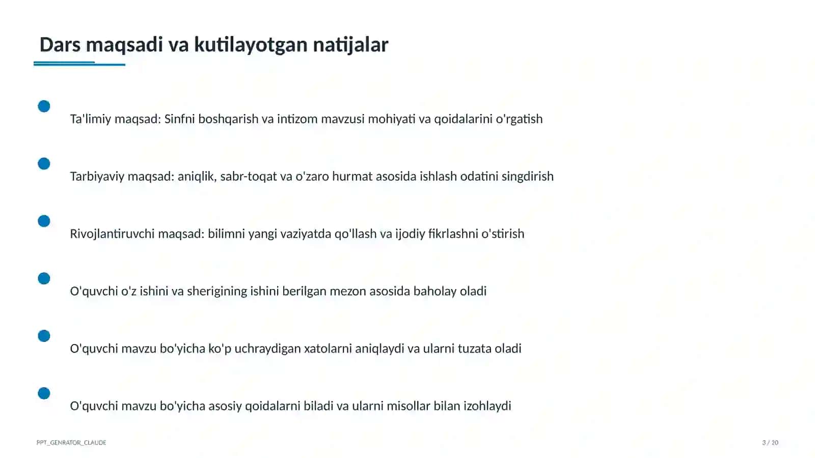 Sinfni boshqarish va intizom 3
