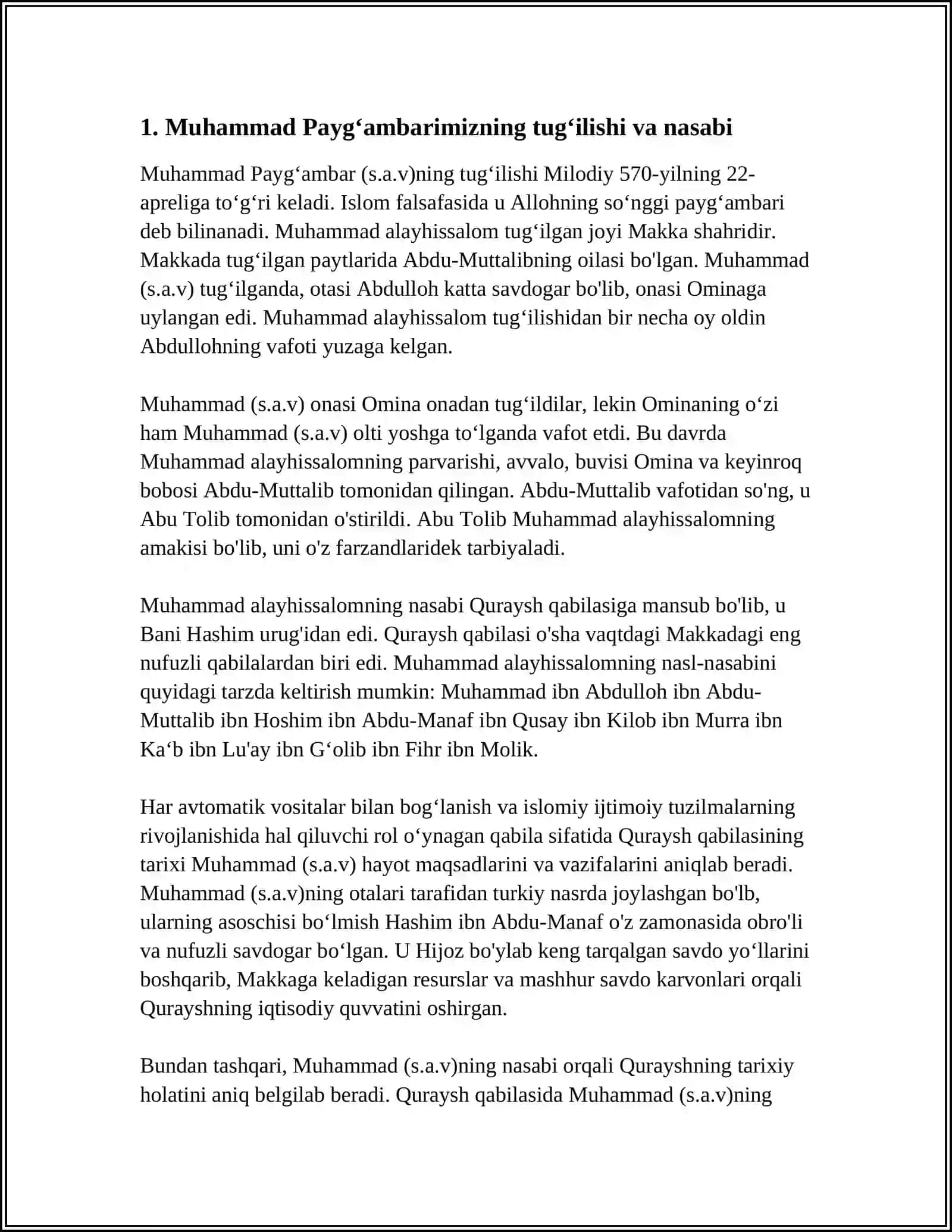 MUHAMMAD PAYGʻAMBARIMIZ HAYOTI 3