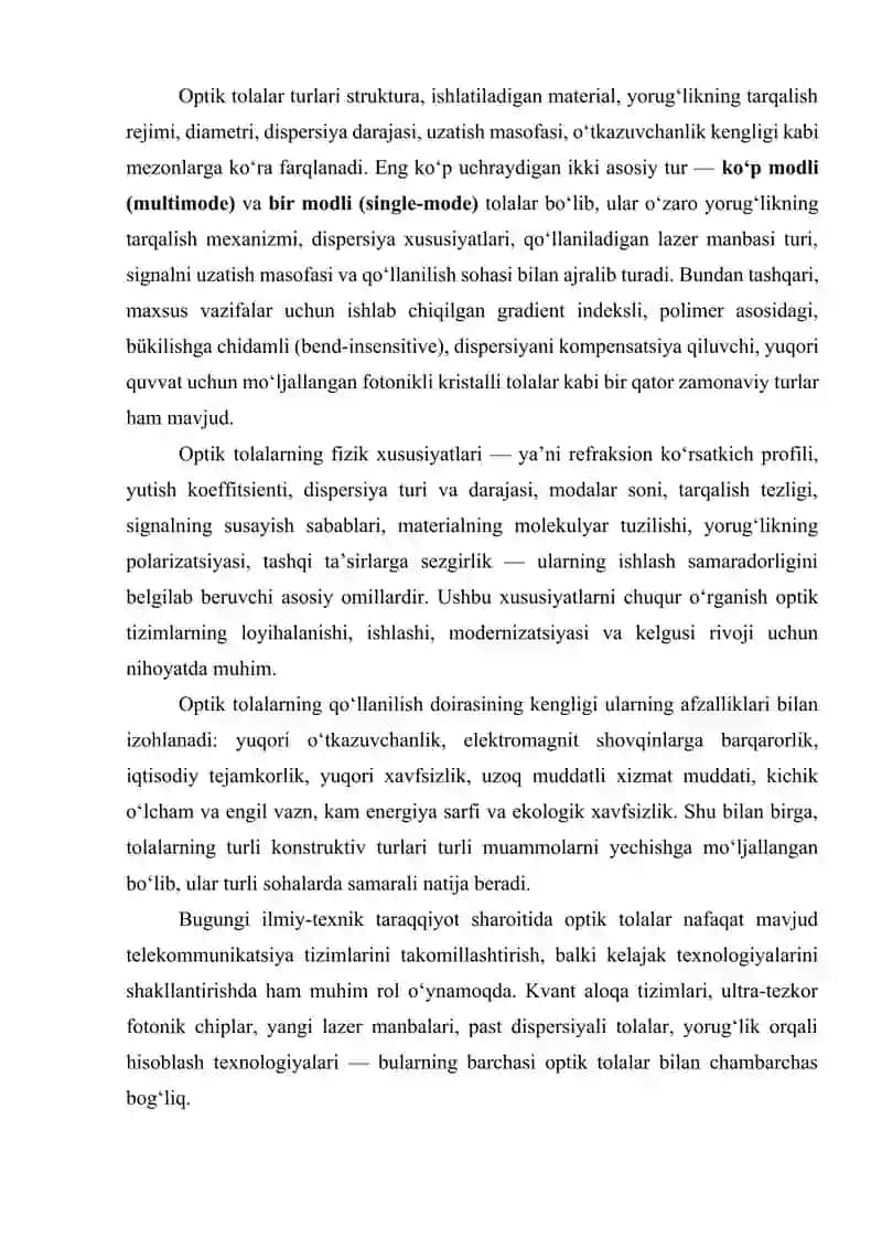 Optik tolalarning turlari va ularning xususiyatlar 3