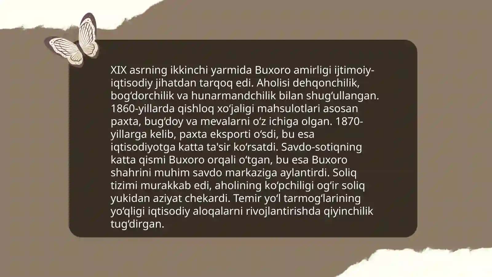 Buxoro amirligining XIX asrning ikkinchi yarmidagi ijtimoiy-iqtisodiy holati 3