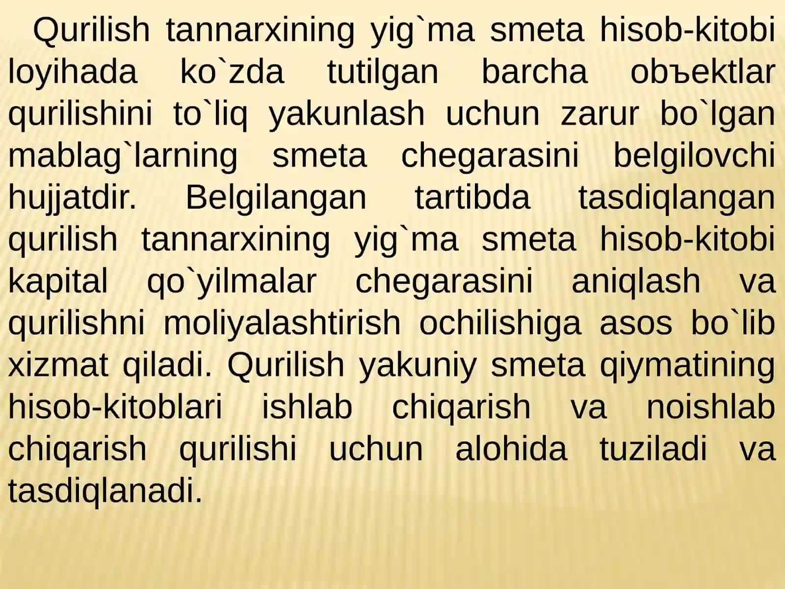 Qurilish qiymatining umumlashtirilgan smeta hisob-kitobi 3