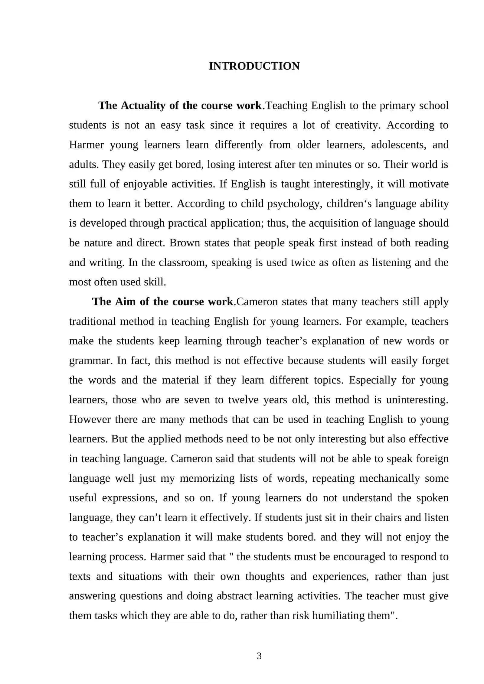 Course Work on Total Physical Response in Teaching Foreign Language in Primary Classes 3
