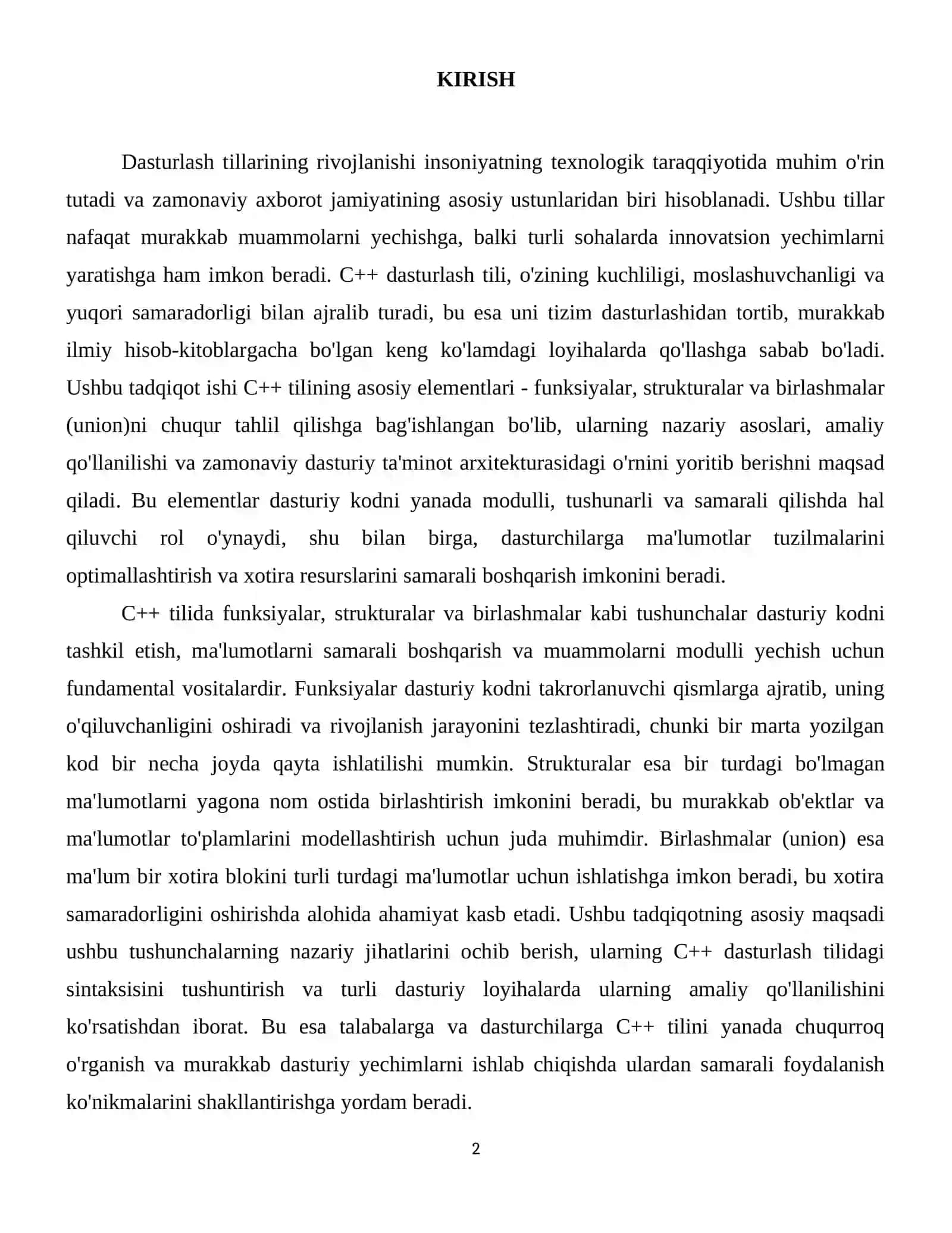C++ tilida funksiyalar, strukturalar va birlashmalar 3