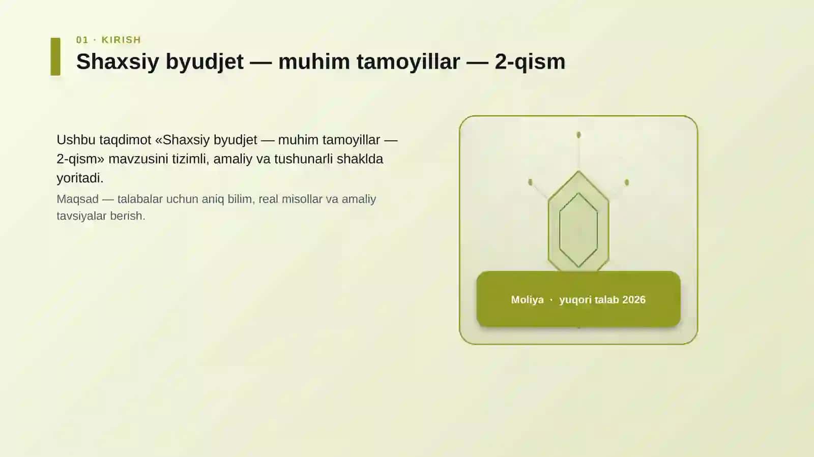 Shaxsiy byudjet — muhim tamoyillar — 2-qism 3