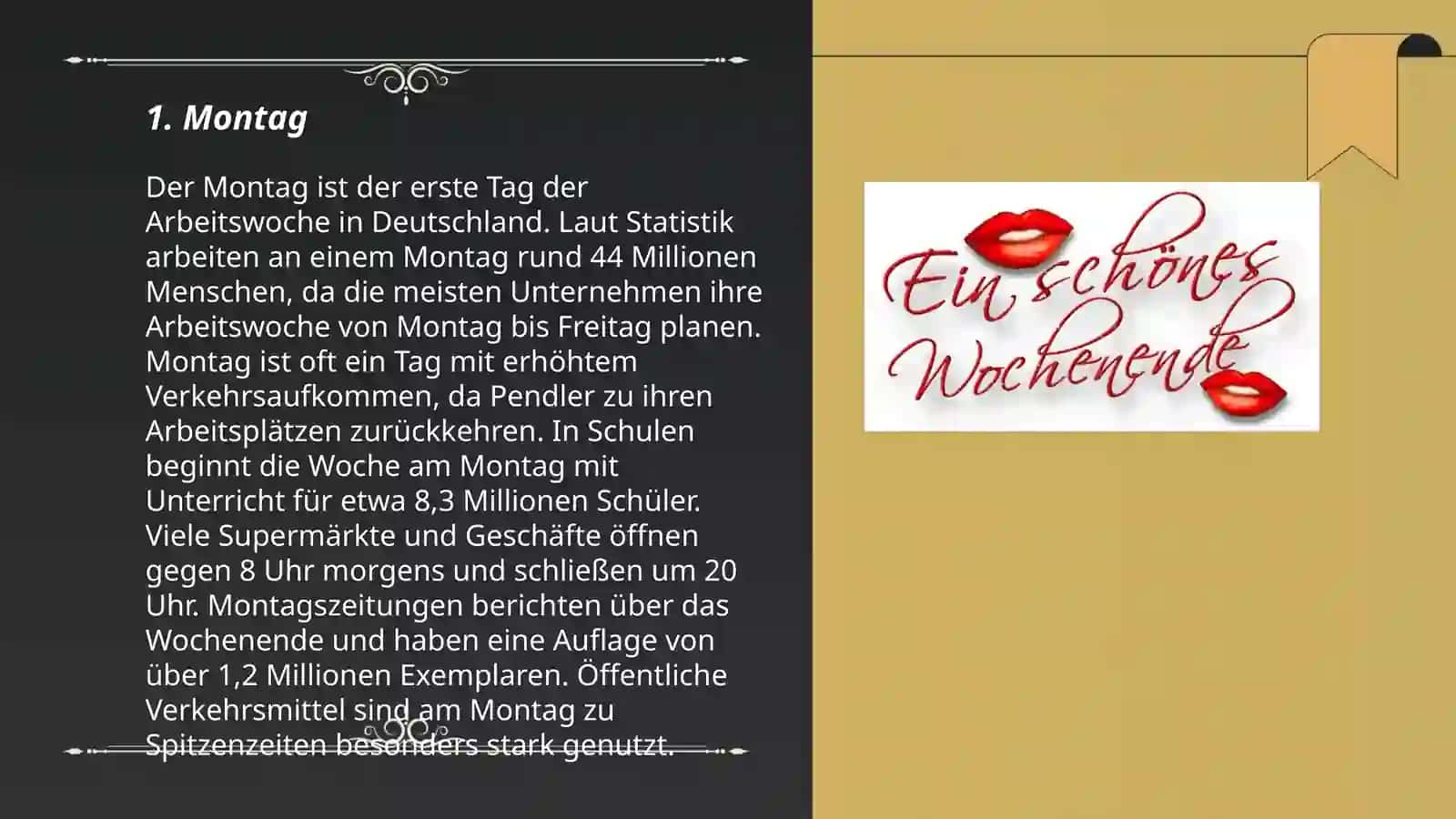 Wochentage und Wochenenden 3