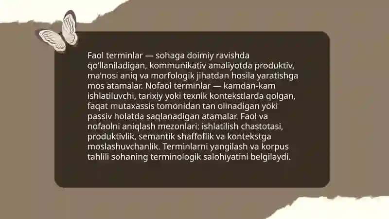 Sohaning faol va nofaol terminlari 3