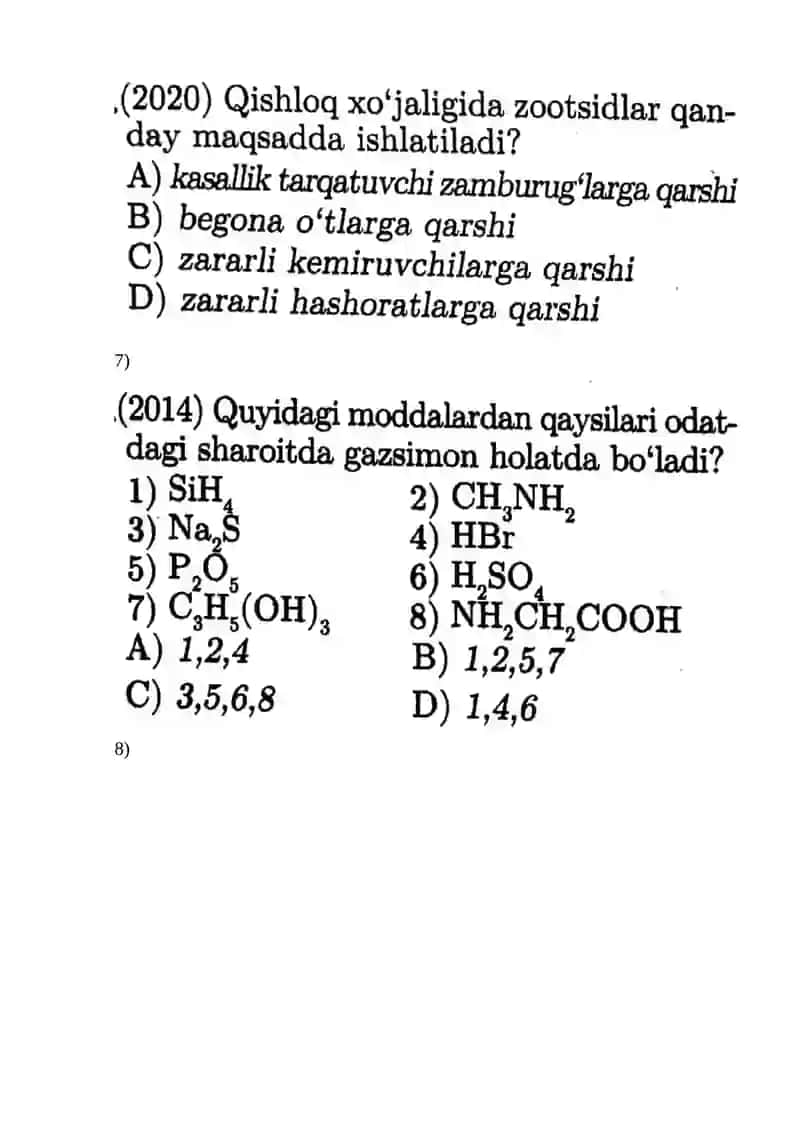 Kimyo faniga kirish test 3