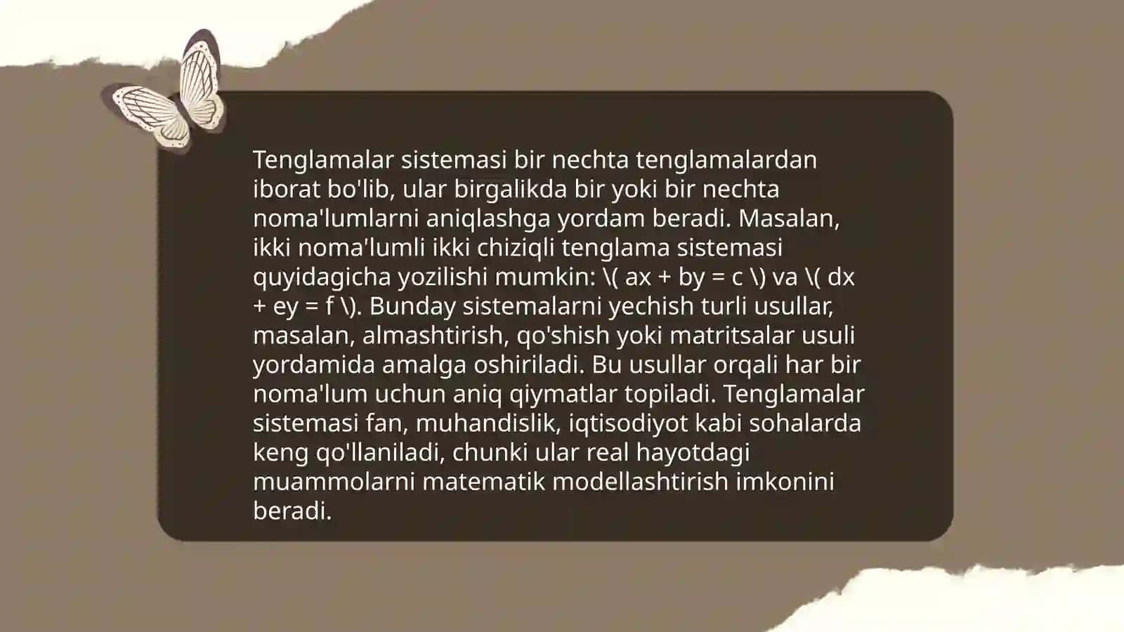 Tenglamalar sistemasini yechishning Kramer usuli 3