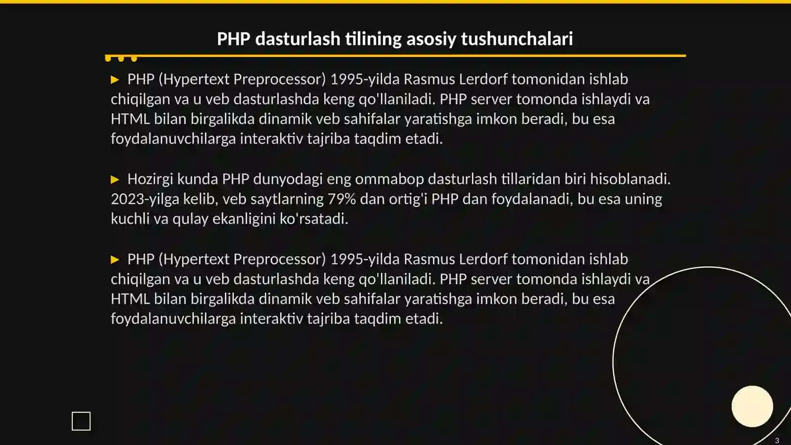 PHP, MySQL, Javascript va CSS imoniyatlari 3