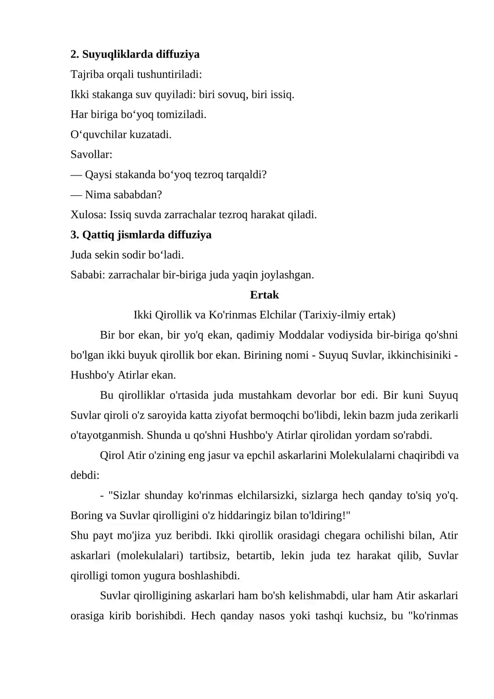 Diffuziya hodisasini o’rganish 3