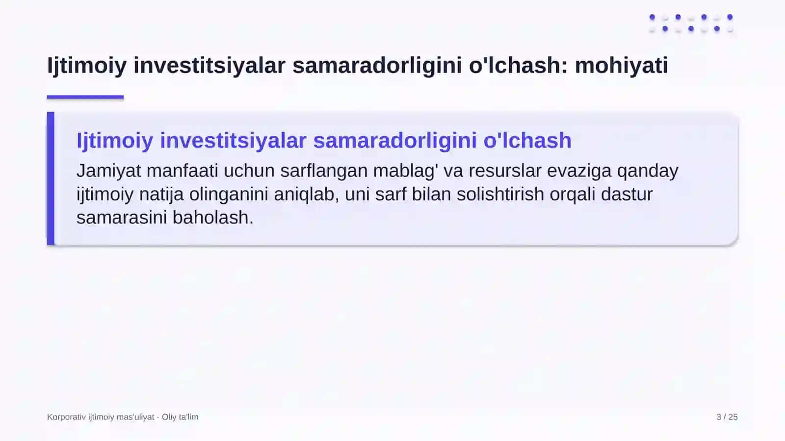 Energetikada ijtimoiy investitsiyalar samaradorligini o'lchash 3