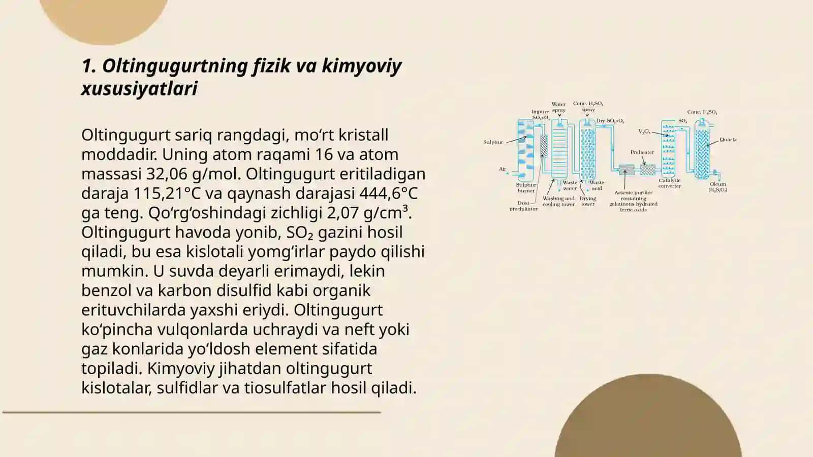 Oltingugurtni oksidlab sulfat kislota olish 3