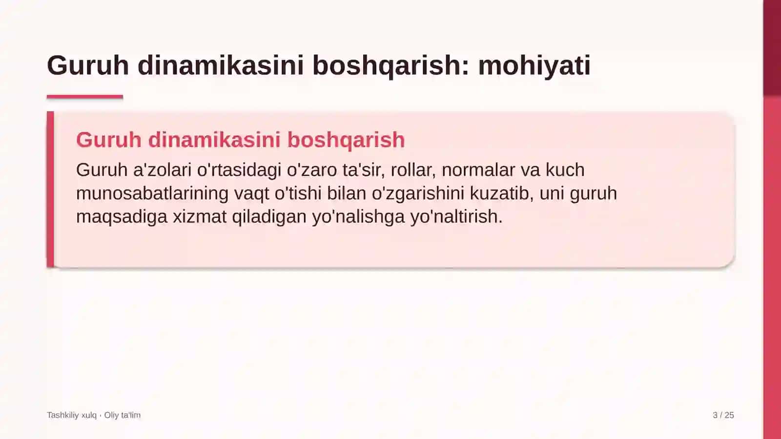 Tashkiliy xulq · Oliy ta'lim 3