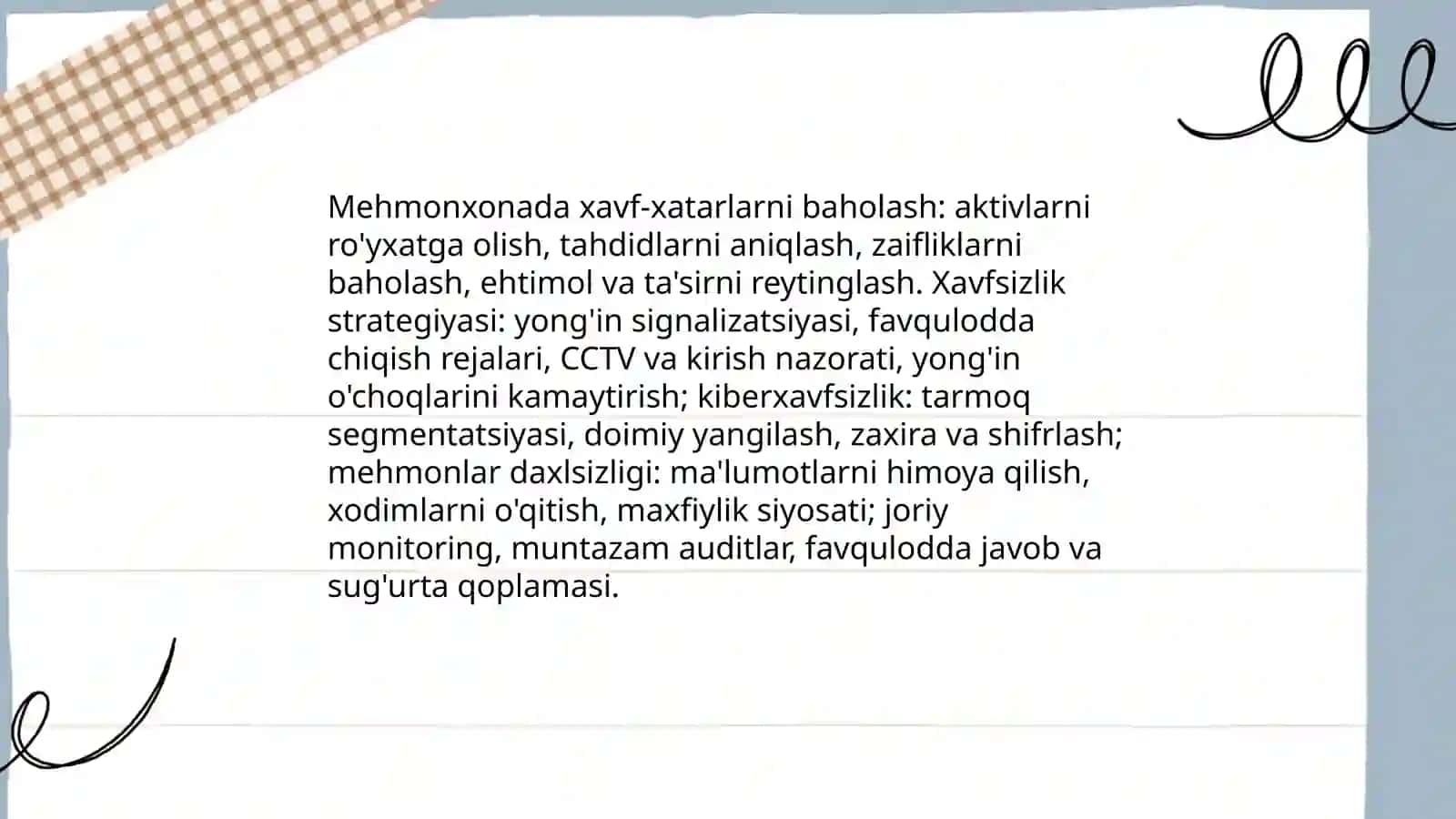 Mehmonxonalarda kompleks xavfsizlik tizimi 3
