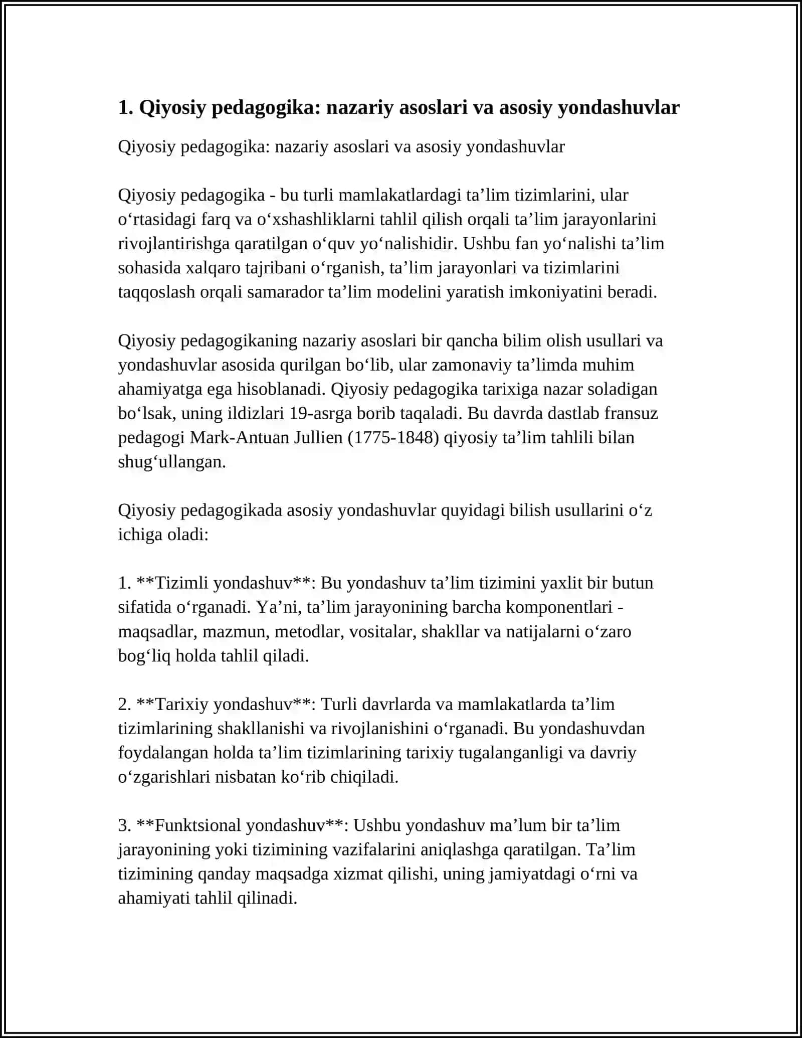 JAHON MAMLAKATLARIDA QIYOSIY PEDAGOGIK IZLANISHLARNING ILMIY-NAZARIY MANBALARI 3