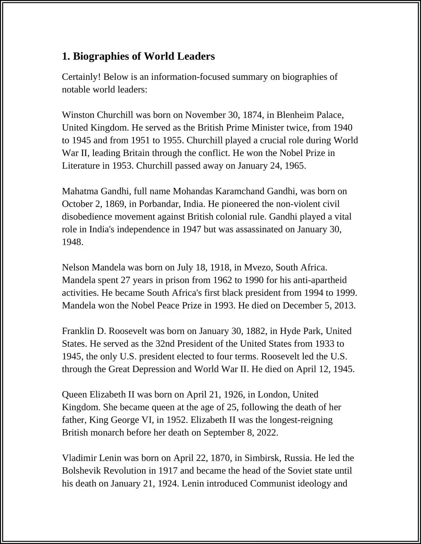 Biographies of World Leaders 3