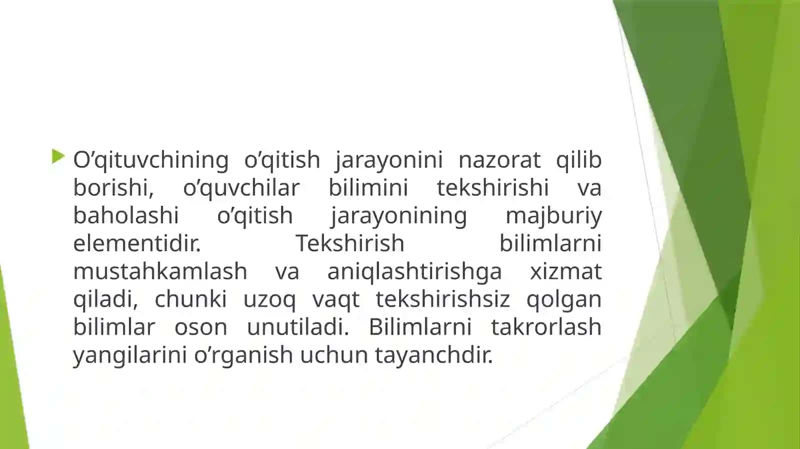 O‘quvchilarning o’zlashtirgan bilimlari, bilim natijalarini tekshirish  va tashxis qilishning maqsad va vazifalari 3