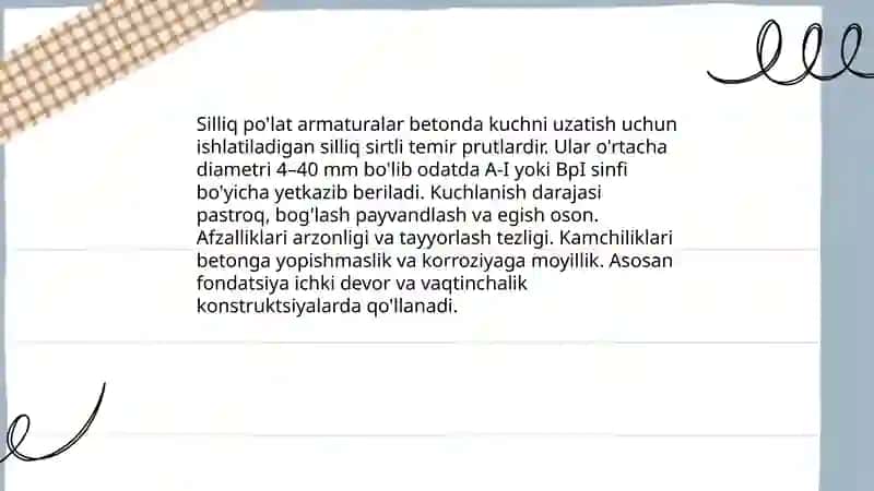 Silliq po'lat armaturalar 3