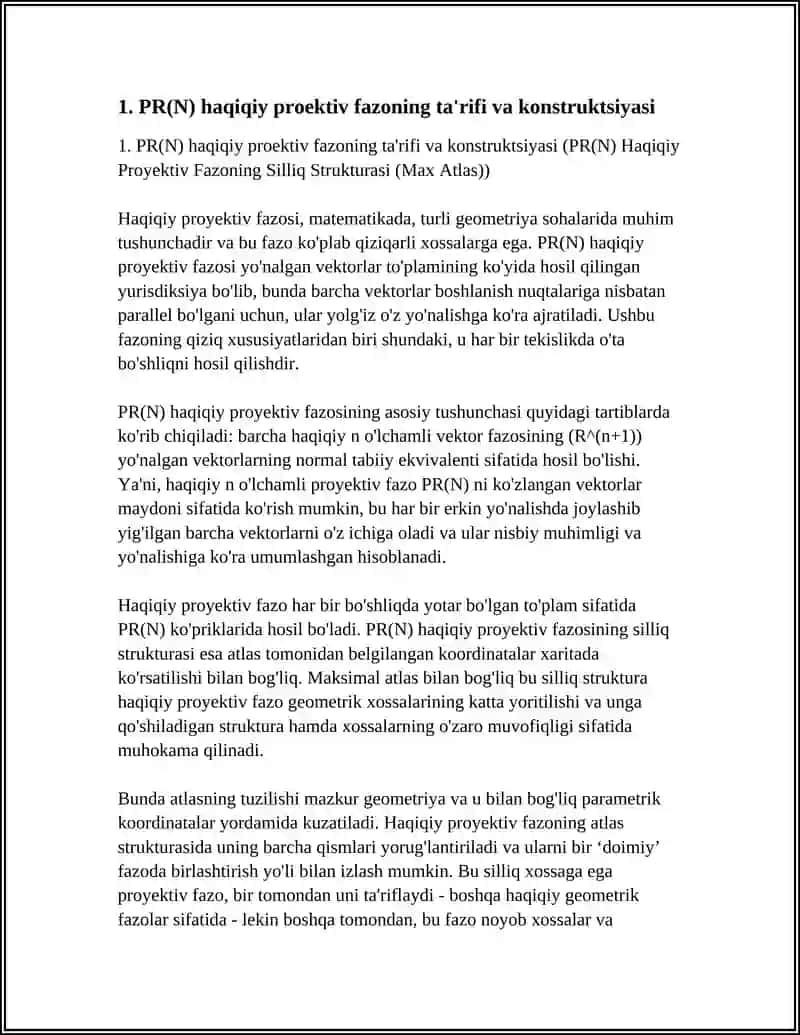 PR(N) Haqiqiy Proektiv Fazoning Silliq Strukturasi (Max Atlas) 3