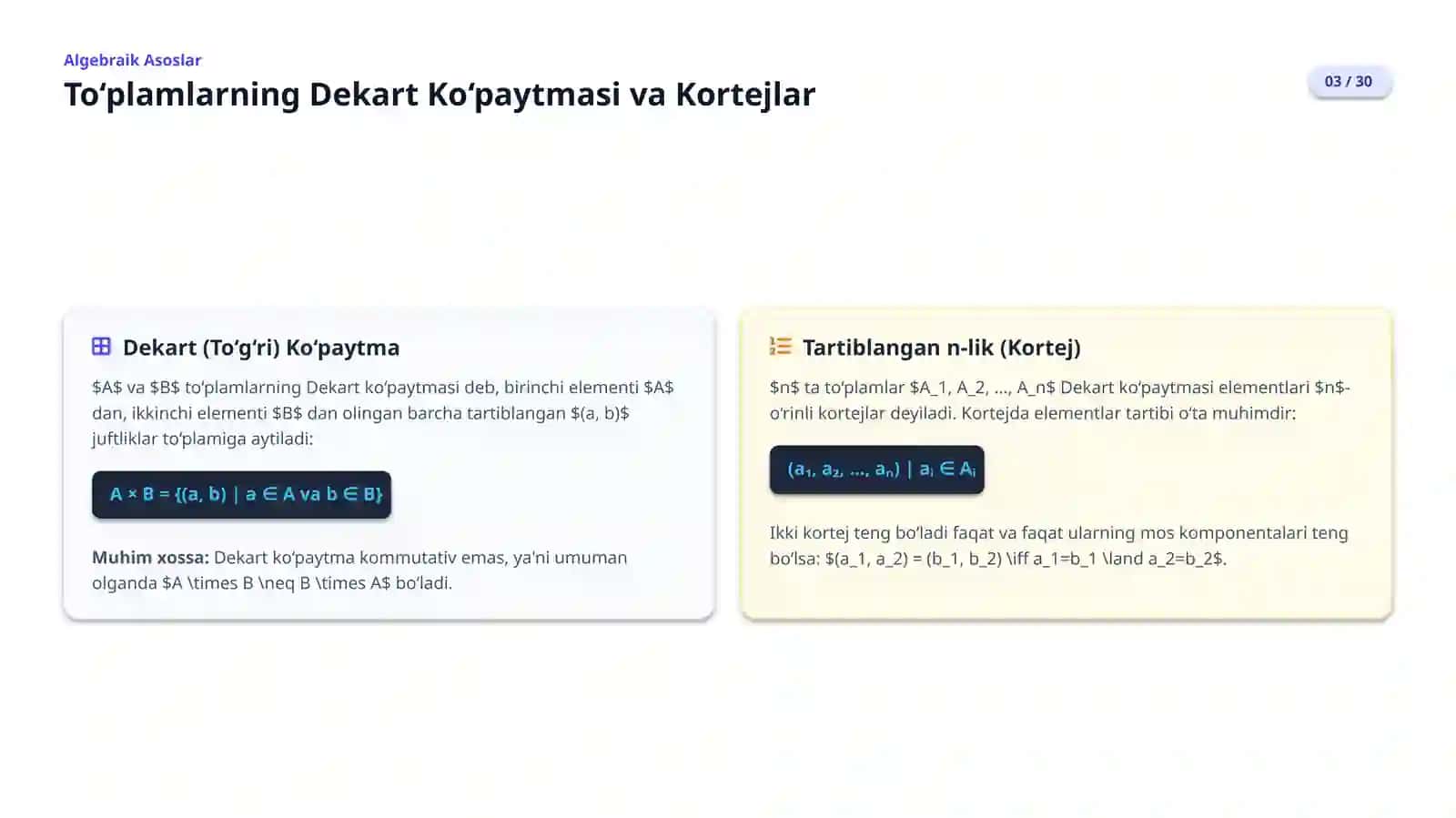 Oliy Matematika & Mantiq Kursi 3