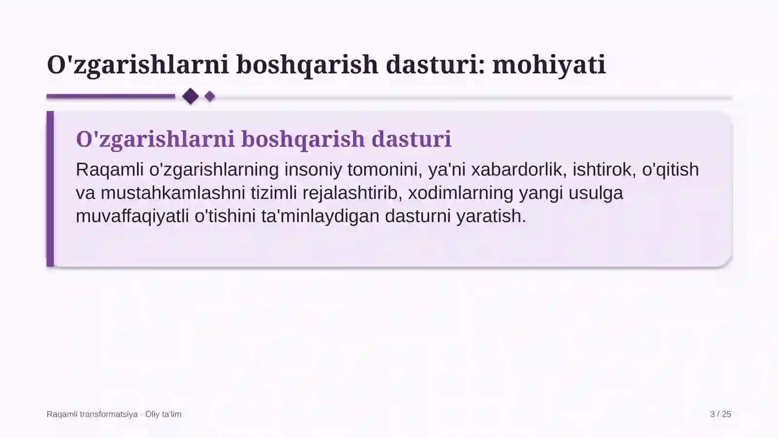 Kinostudiyalarda o'zgarishlarni boshqarish dasturini joriy etish 3