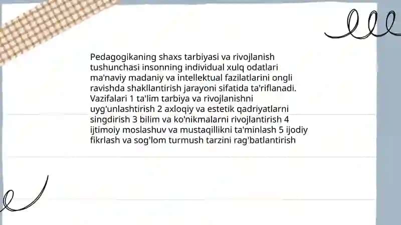 Pedagogika shaxs tarbiyasi va rivojlanish to'g'risidagi fan 3