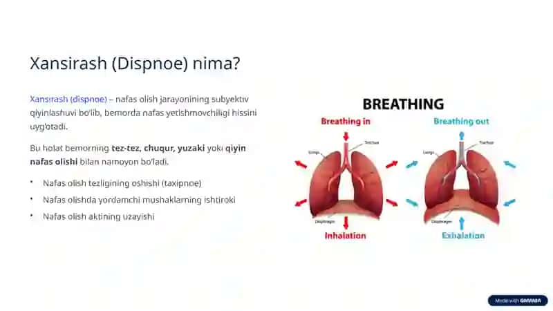Xansirash (Dispnoe) bo‘yicha differensial diagnostika 3
