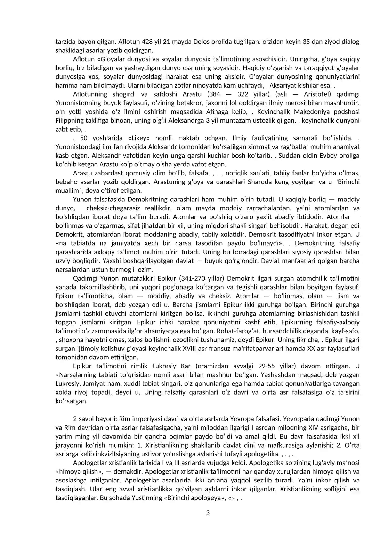 Qadimgi Yunon-Rim falsafasining ustuvor yo’nalishlari va ularning fan taraqqiyotiga ta’siri 3