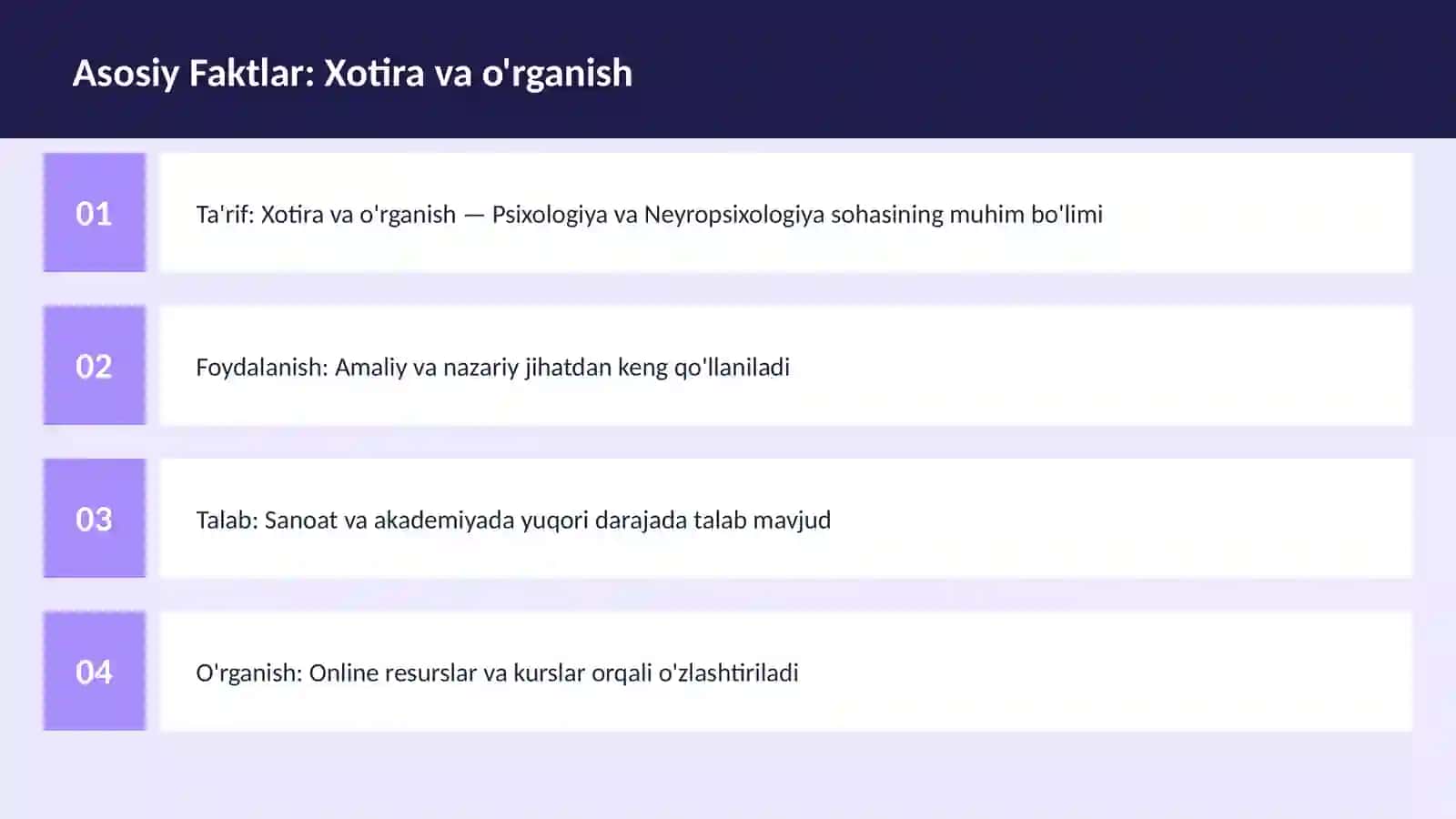 Xotira va o'rganish 3