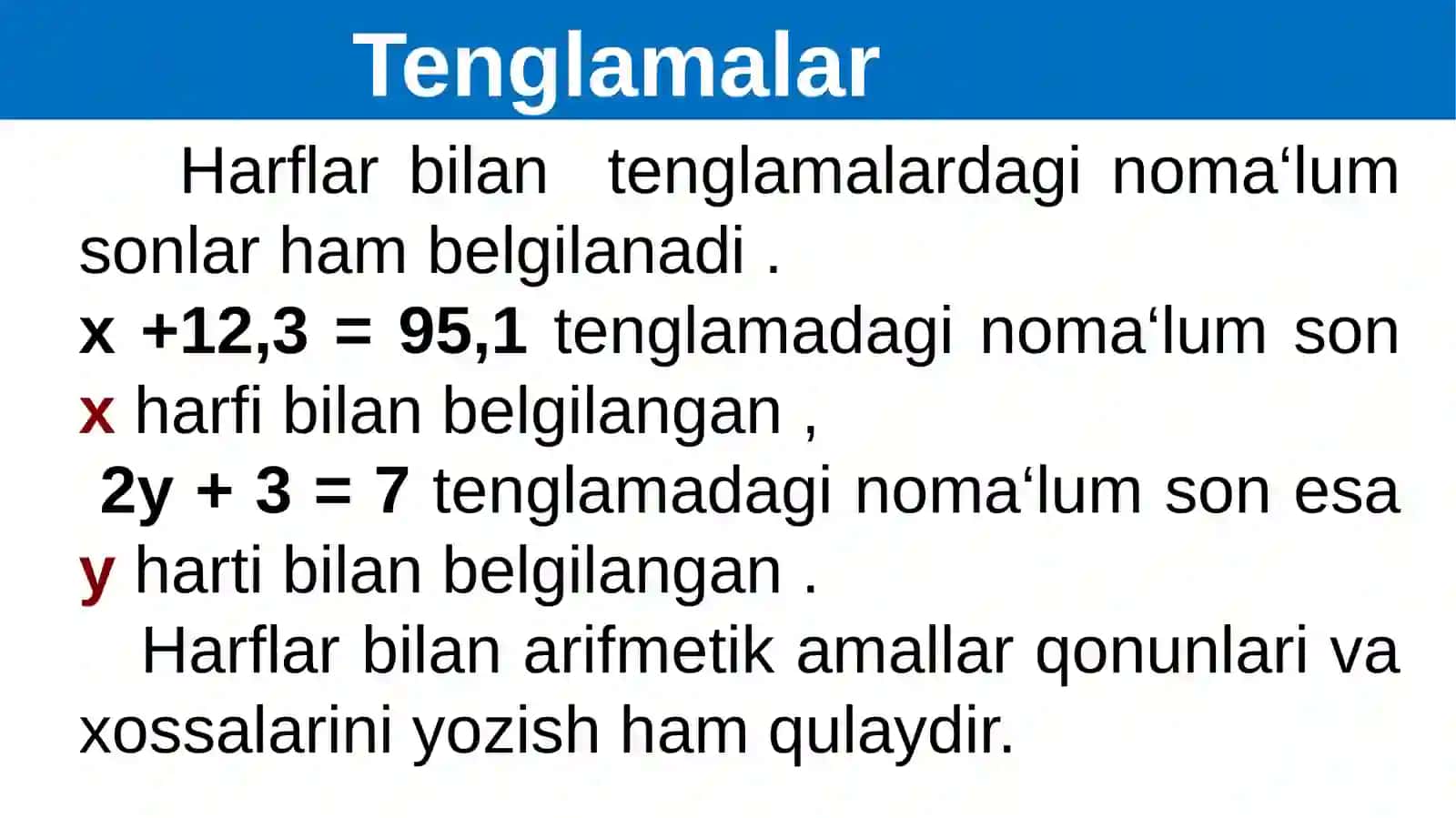 Algebraik tengliklar va formulalar 3
