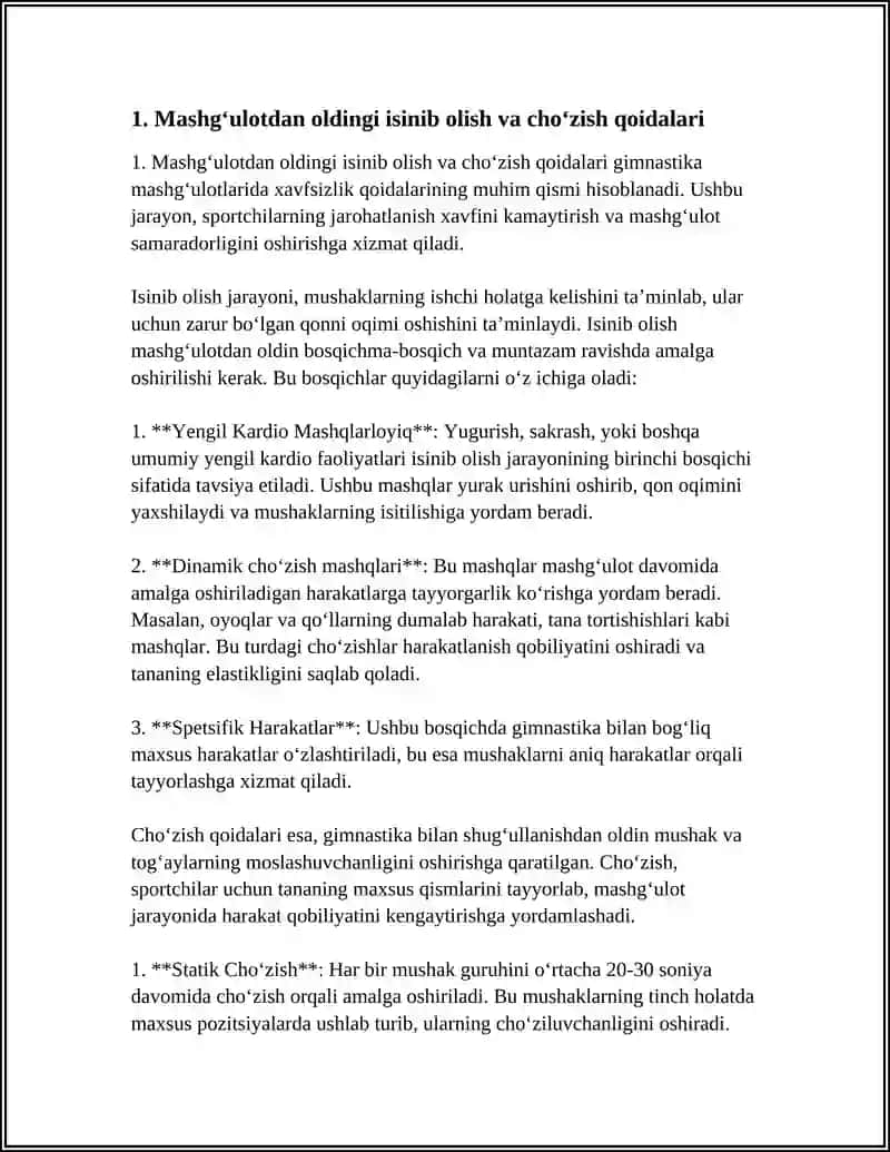 GIMNASTIKA MASHGʻULOTLARIDA XAVFSIZLIK QOIDALARI 3