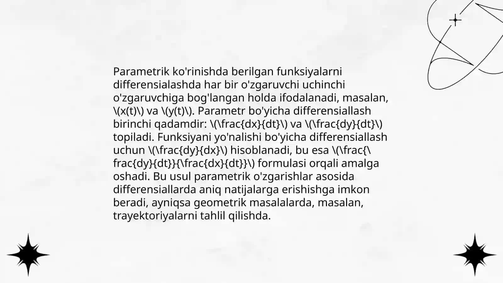 Parametrik kõrinishda berilgan funksiyalarni differensialash 3