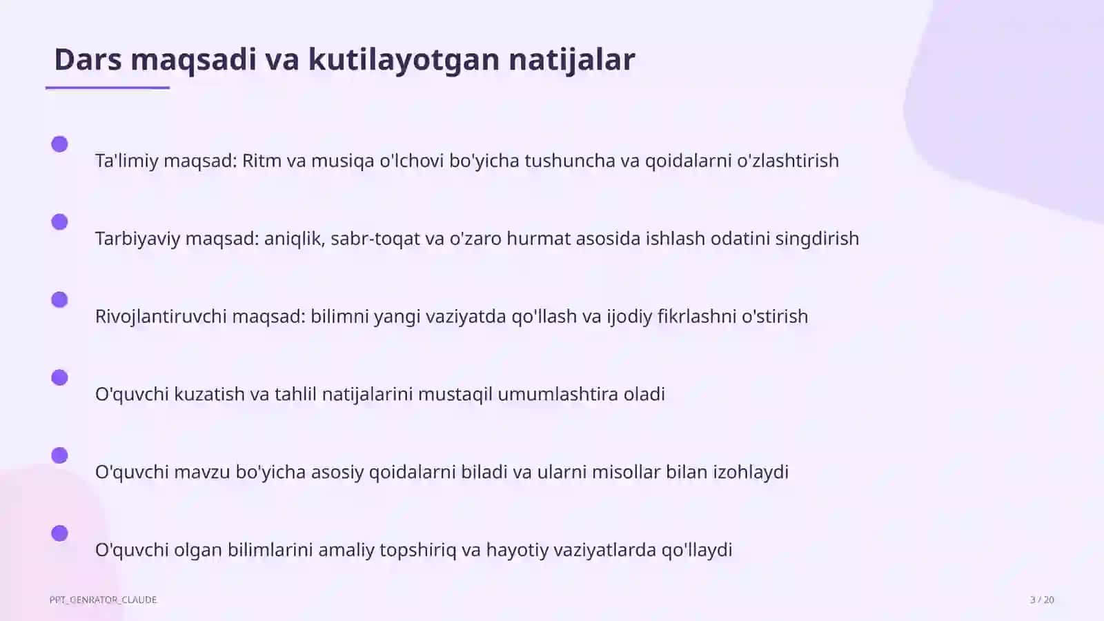 Ritm va musiqa o'lchovi (3-sinf) 3