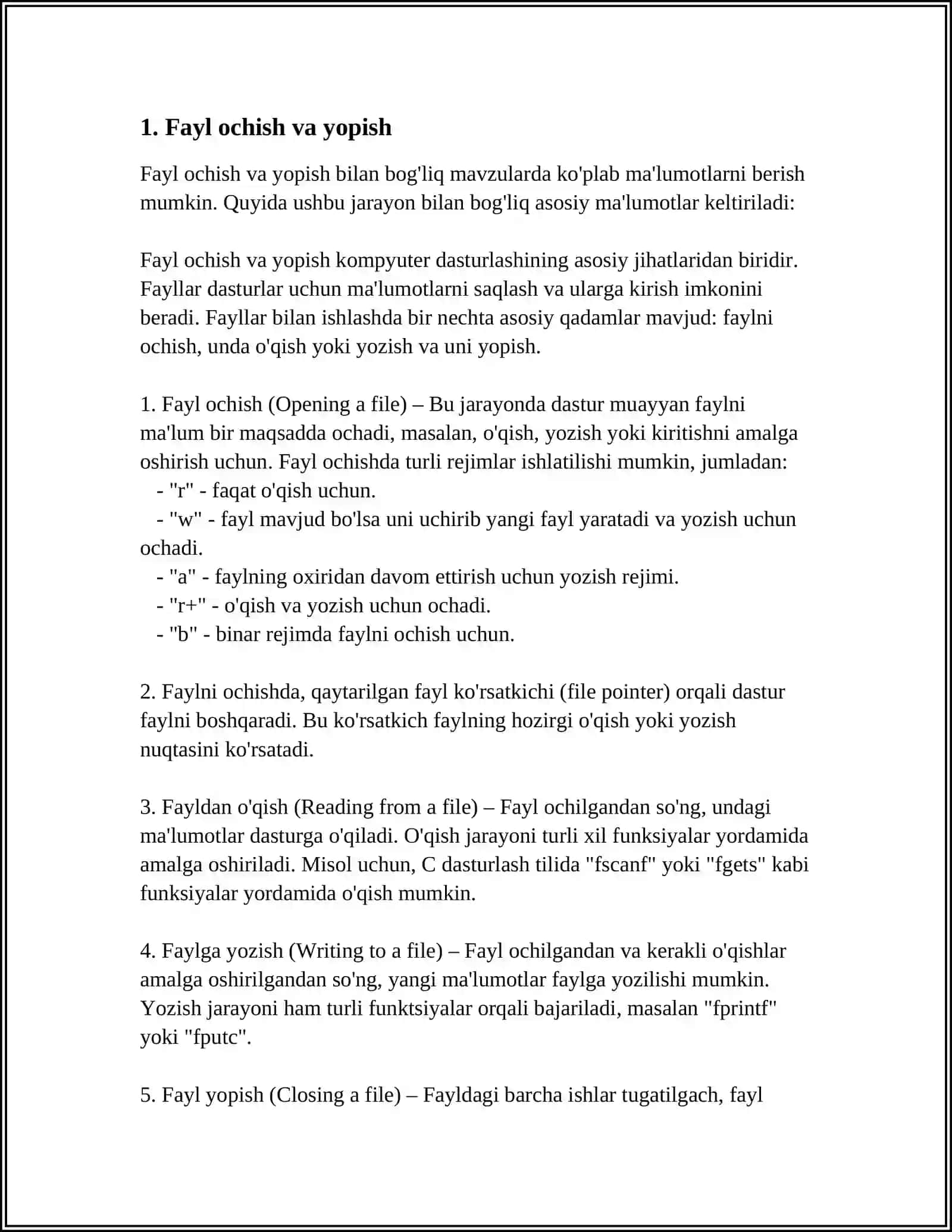 PYTHON DASTURLASH TILIDA FAYLLAR BILAN ISHLASH 3
