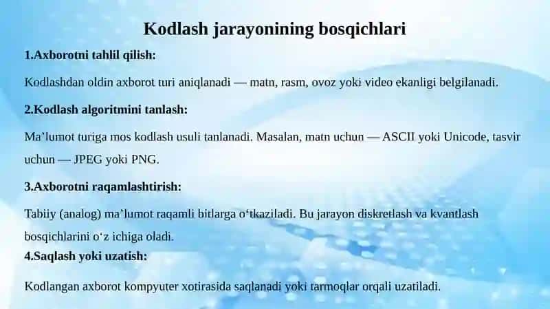 Berilganlarni kodlash usullari 3