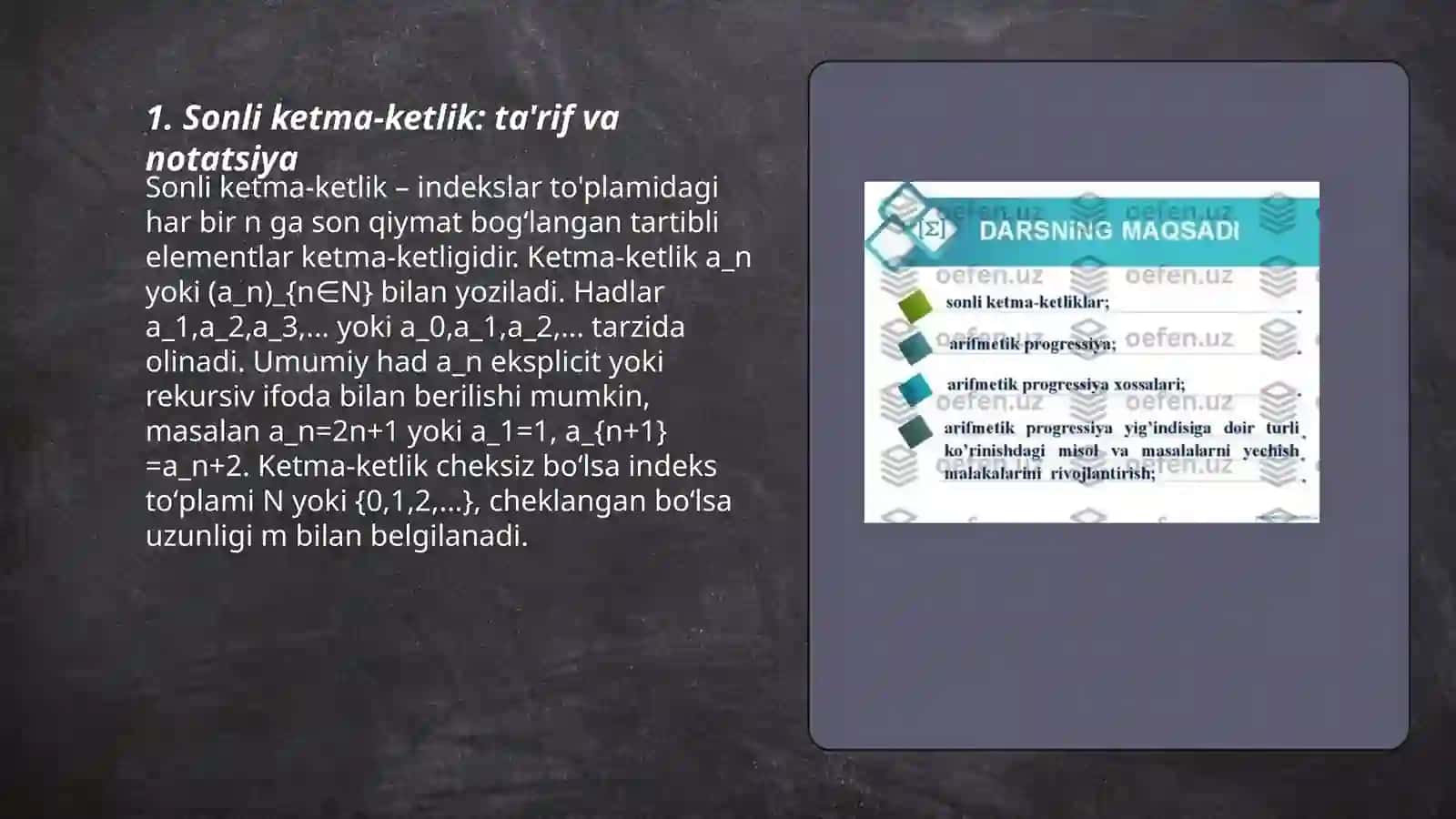 Sonli ketma-ketliklar va progressiya 3