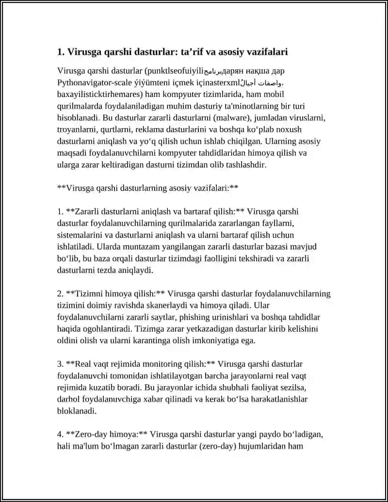 VIRUSGA QARSHI DASTURLAR 3