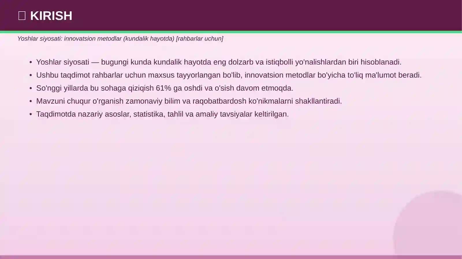 YOSHLAR SIYOSATI 3
