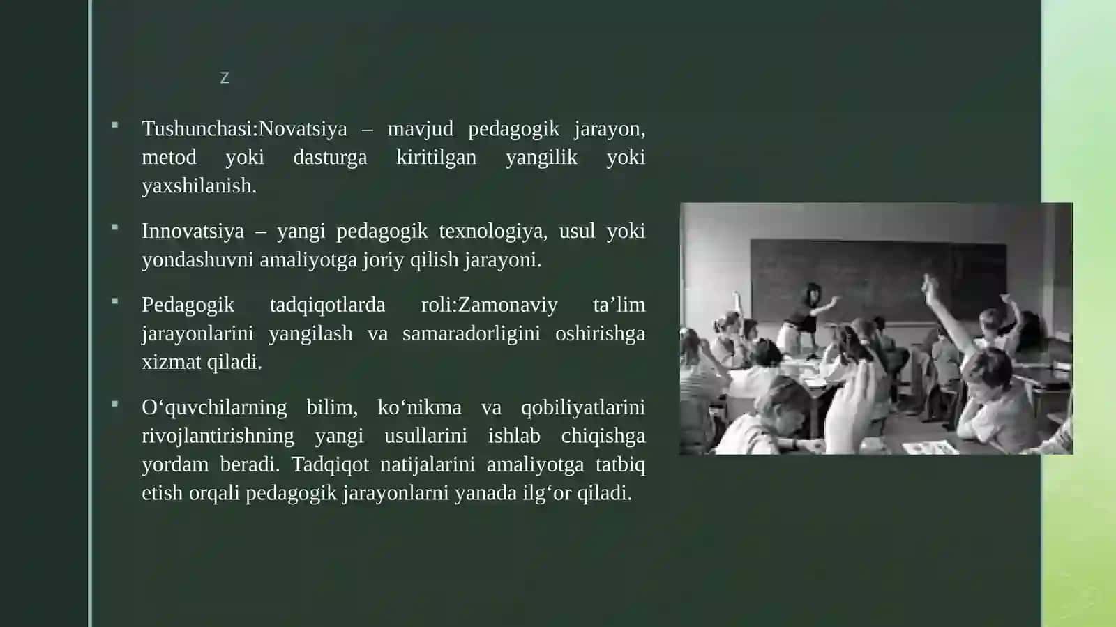 NOVATSIYA VA INNAVATSIYALAR HOZIRGI ZAMON ILMIY TADQIQOTLARNING TARKIBIY QISMI SIFATIDA. NOVATSIYA VA INNAVATSIYALAR HOZIRGI ZAMON PEDAGOGIK ILMIY TADQIQOTLARNING MUHIM TARKIBIY QISMI SIFATIDA. 3