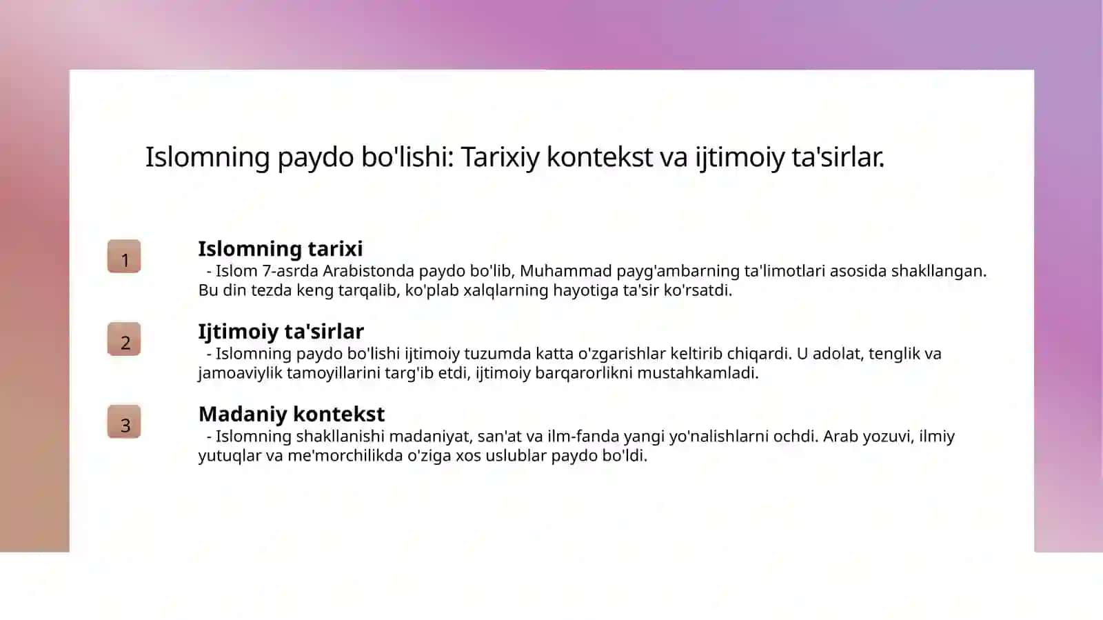 Islom va boshqa dinlarning shakllanishi 3