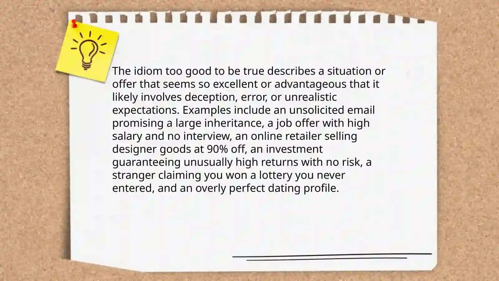 "Too good to be true" 3