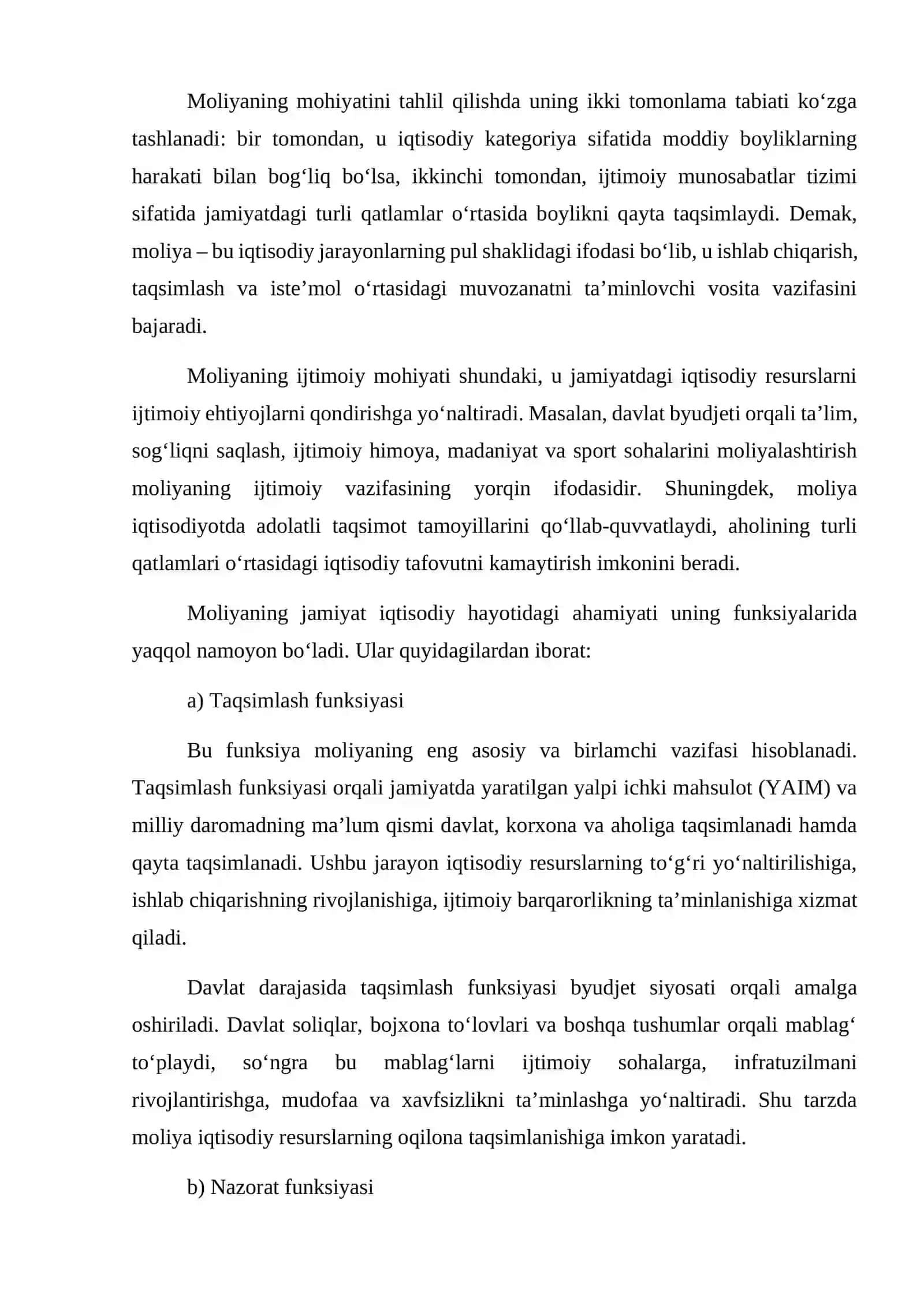 Moliyaning ijtimoiy-iqtisodiy mohiyati va funksiyalari 3