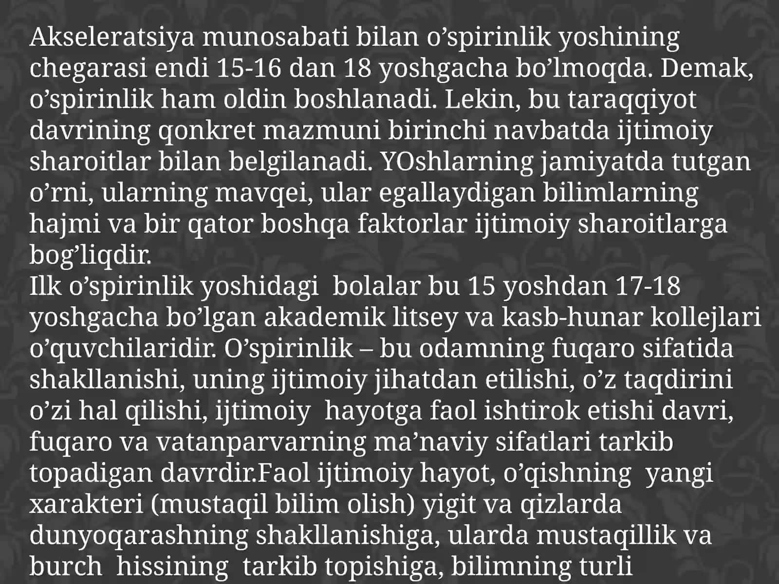 O’SPIRINLIK DAVRI 3
