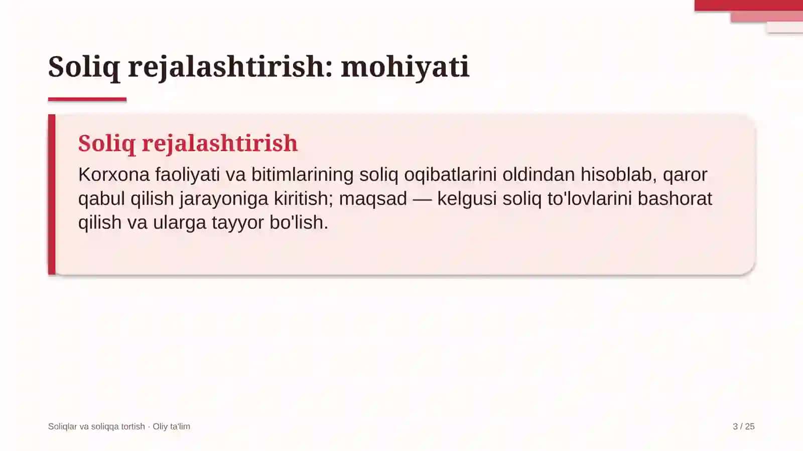 Madaniyat markazlarida soliq rejalashtirish 3