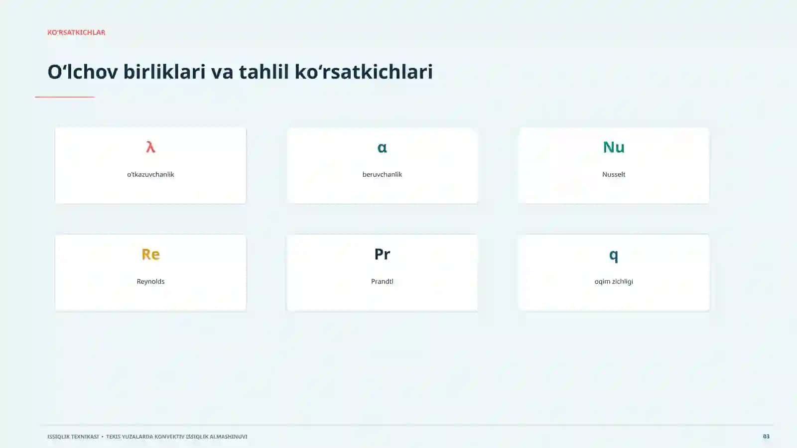 ISSIQLIK TEXNIKASI Tekis yuzalarda konvektiv issiqlik almashinuvi jarayon, model, hisob va amaliy qo‘llanish. 20 slaydli ilmiy taqdimot 3