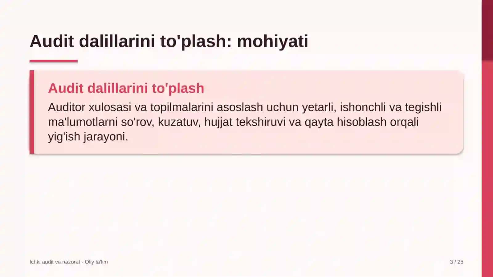 sholichilikda audit dalillarini to'plash 2935 3