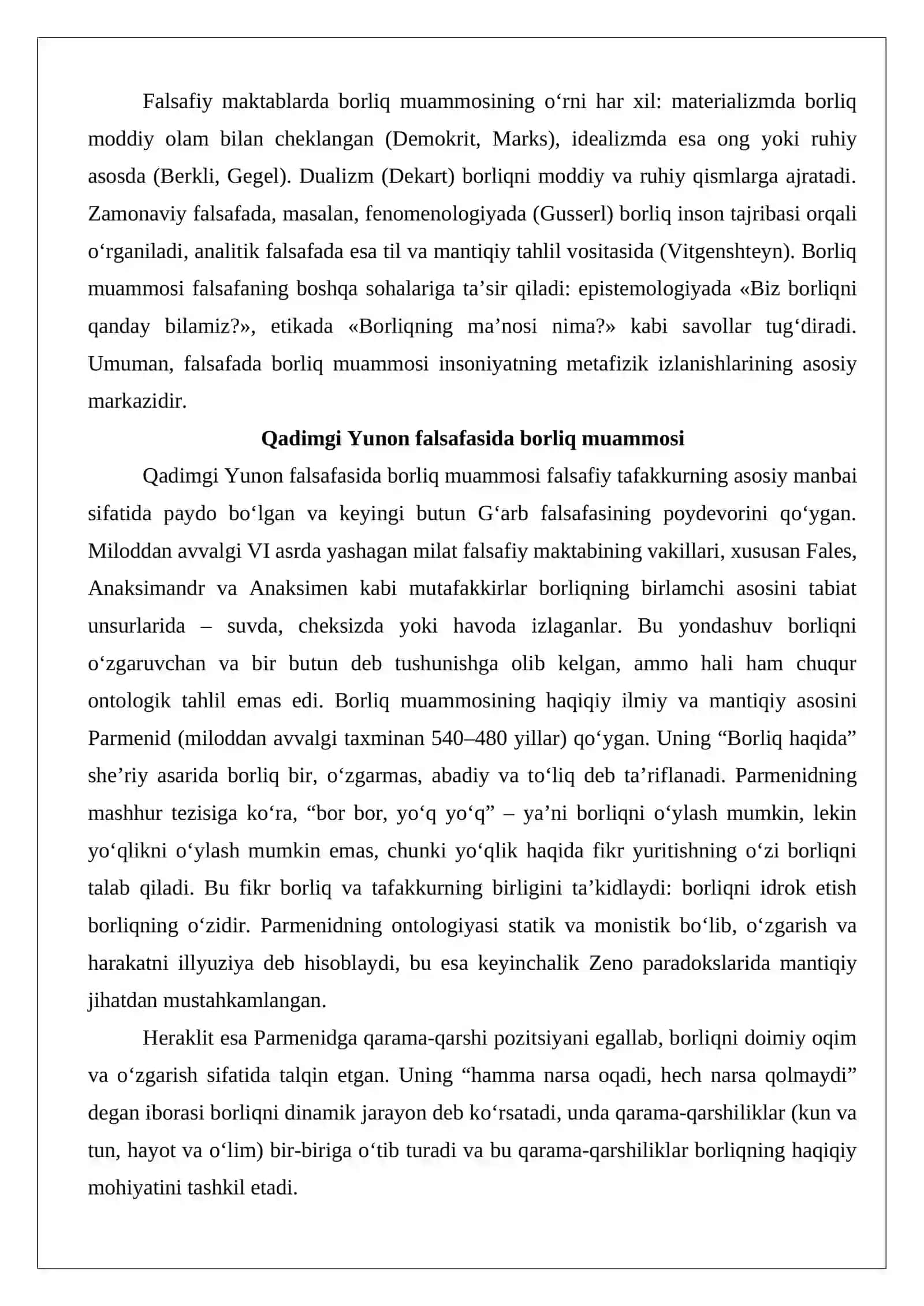 Ontologiya — borliq haqidagi ta’limot sifatida 3