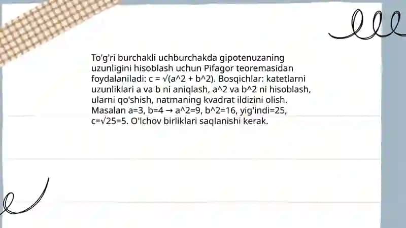Pifagor teoremasining tadbiqlari 3