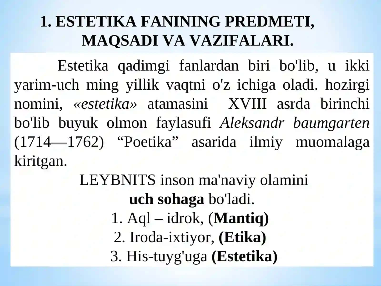 Nafosat falsafasi (Estetika) 3