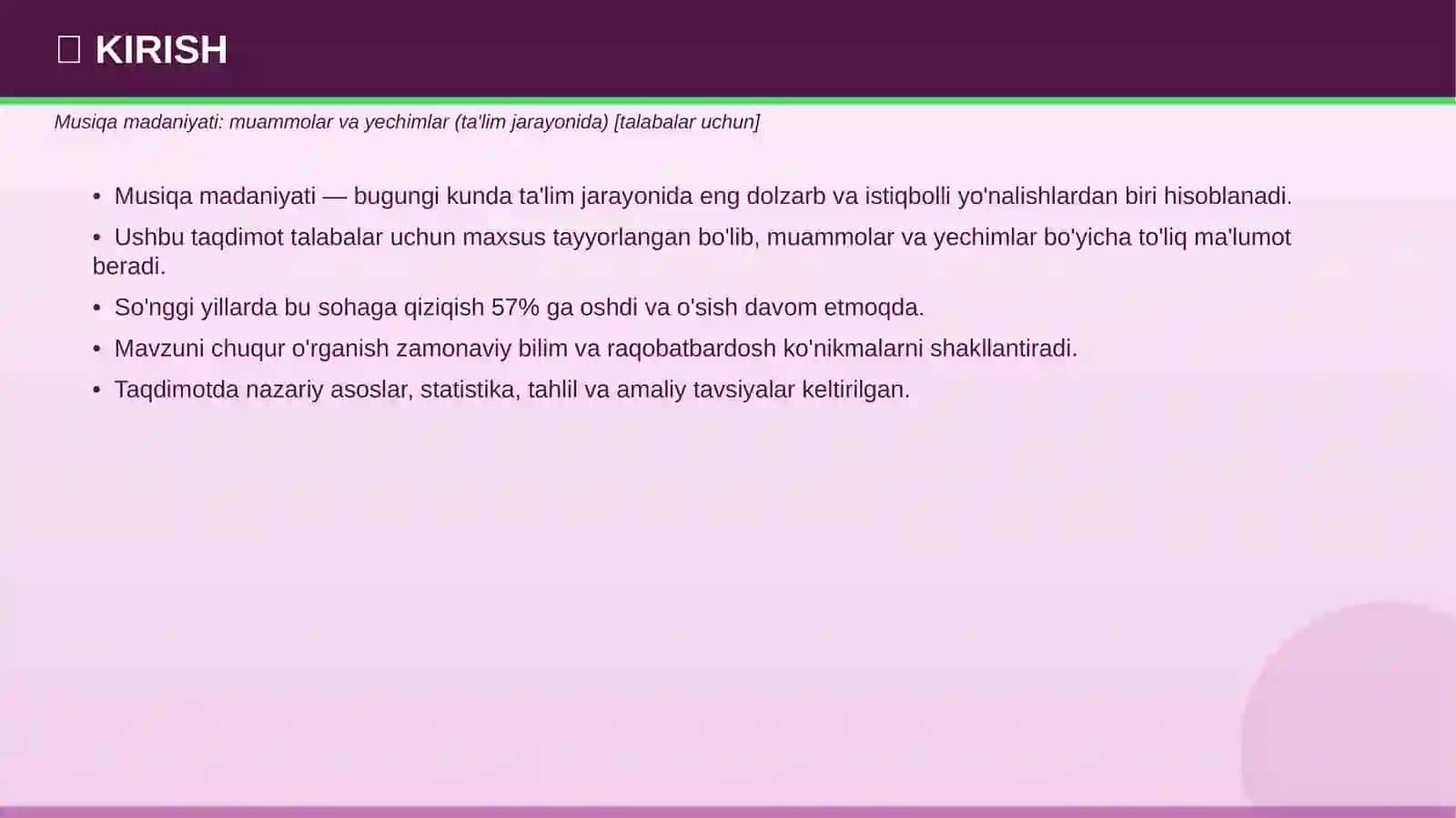 Musiqa Madaniyati: Muammolar va Yechimlar 3